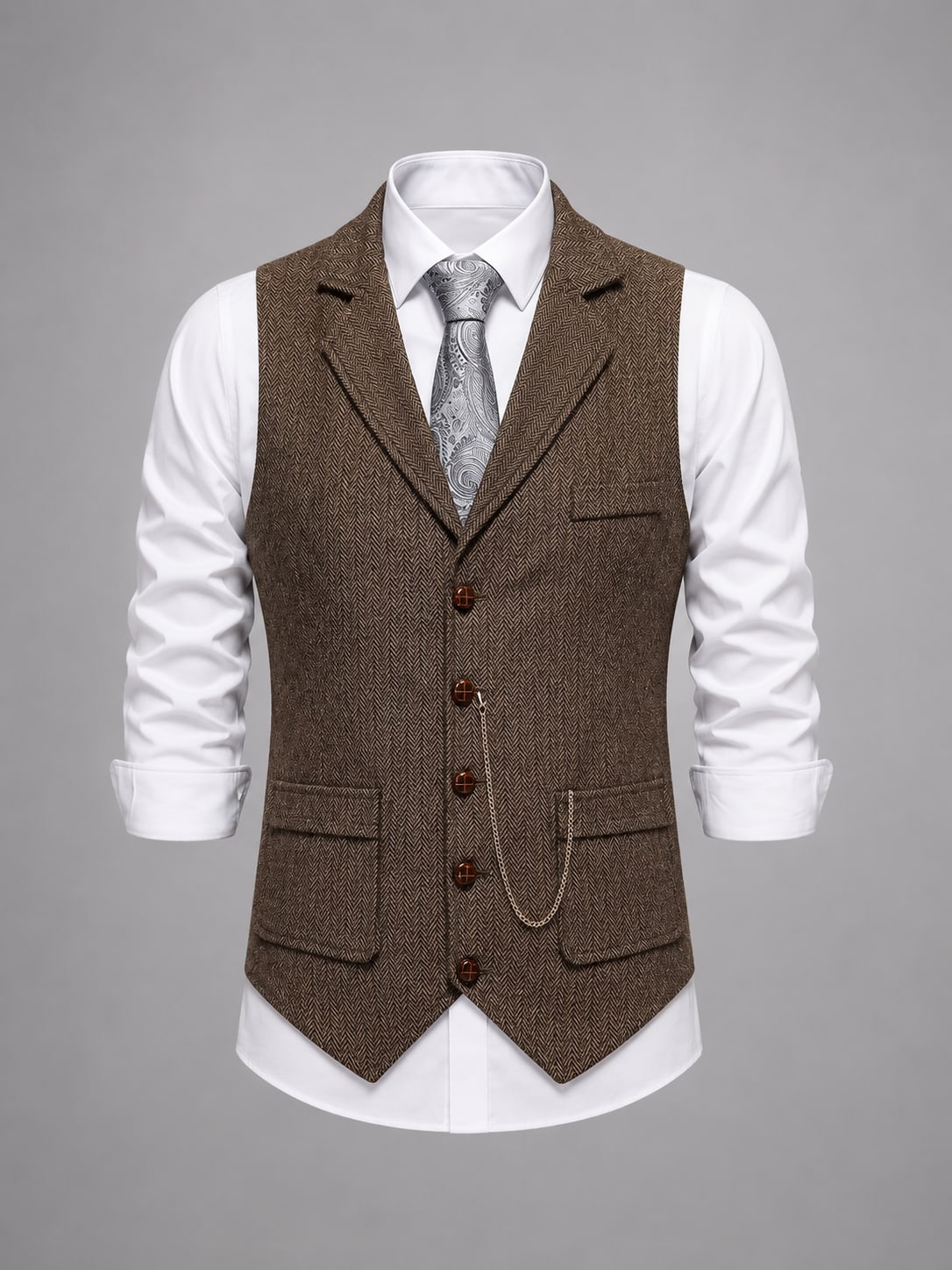 Men's Herringbone Tailored Waistcoat | Thaddeus_2