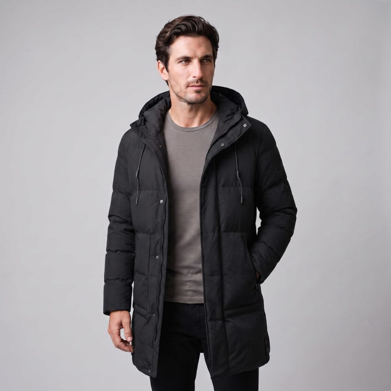 Men's Longline Hooded Puffer Coat | Damian_1