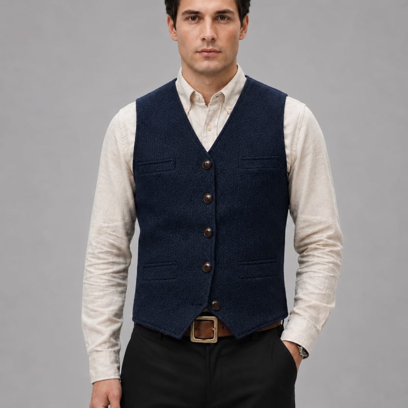 Men's Tweed Tailored Waistcoat | Leopold_1