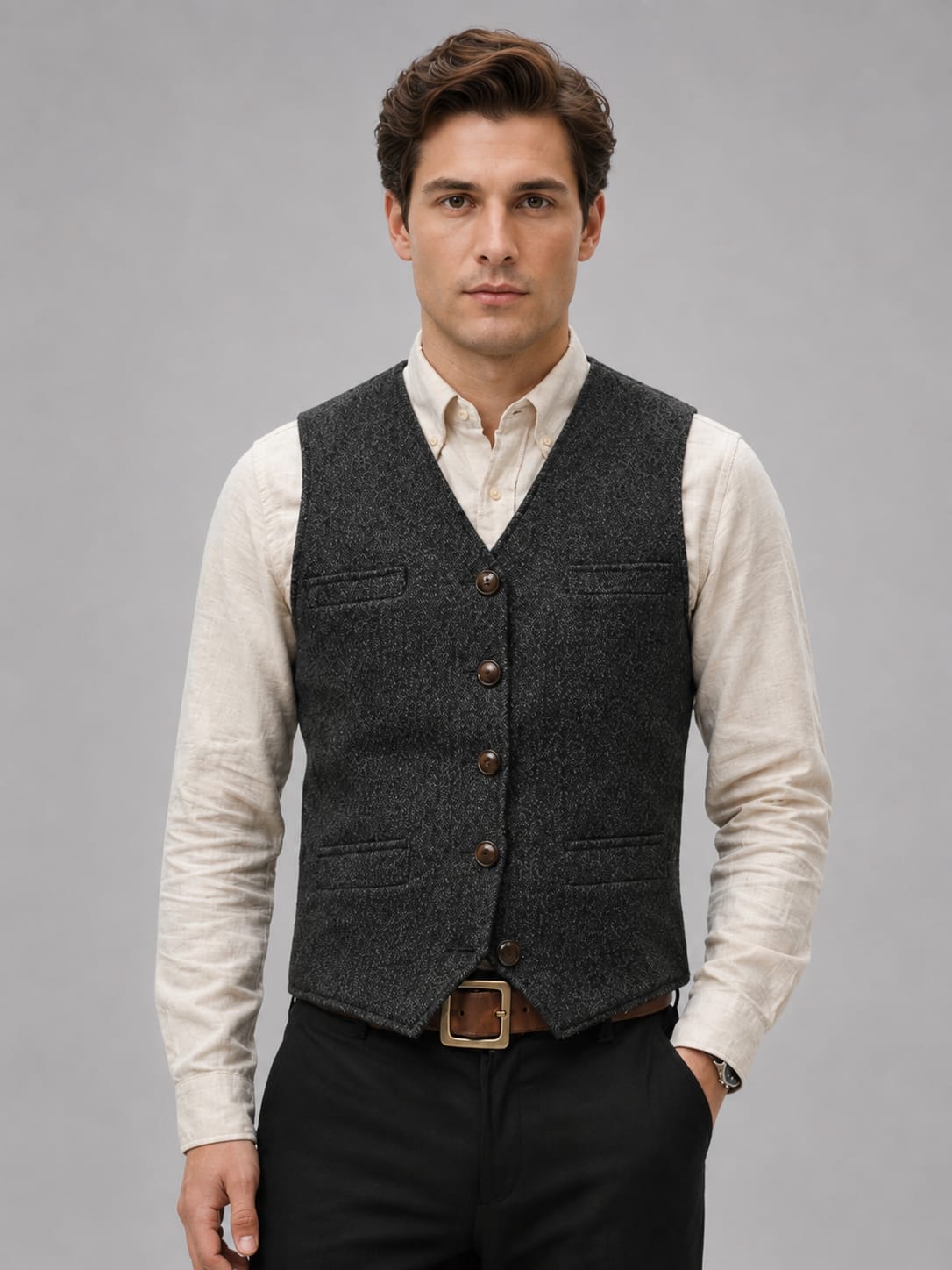 Men's Tweed Tailored Waistcoat | Leopold_4