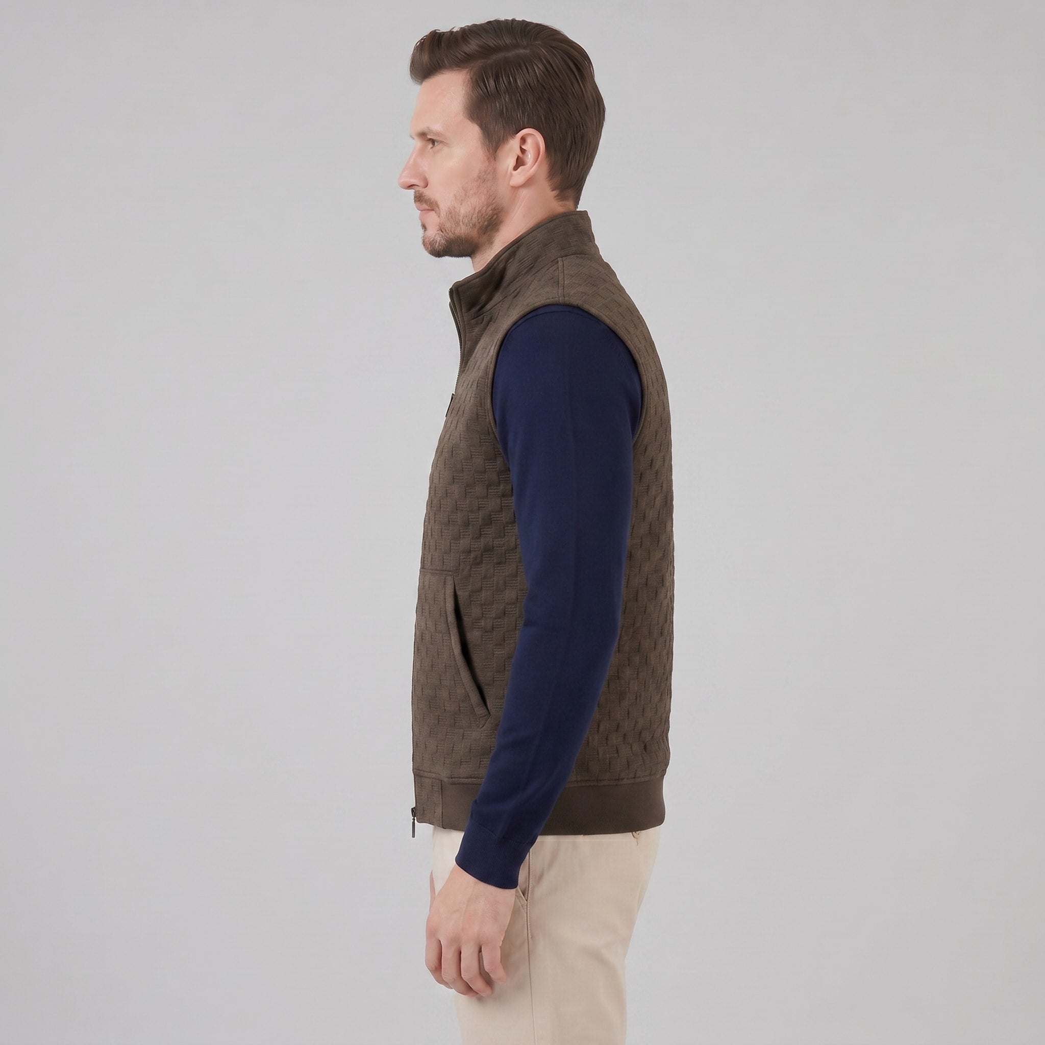 Men's Knit Zip-Up Gilet | Gethin_12