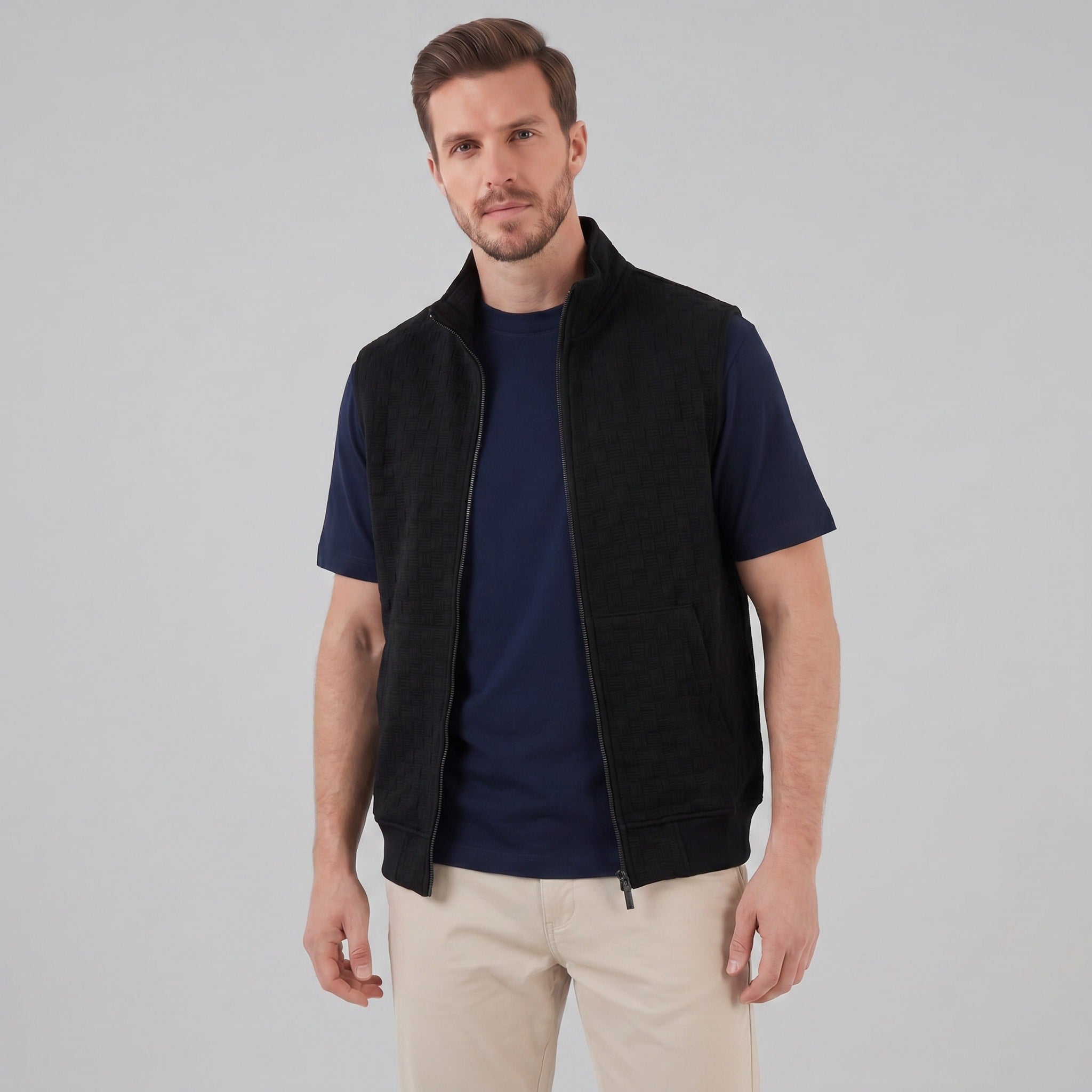 Men's Knit Zip-Up Gilet | Gethin_16