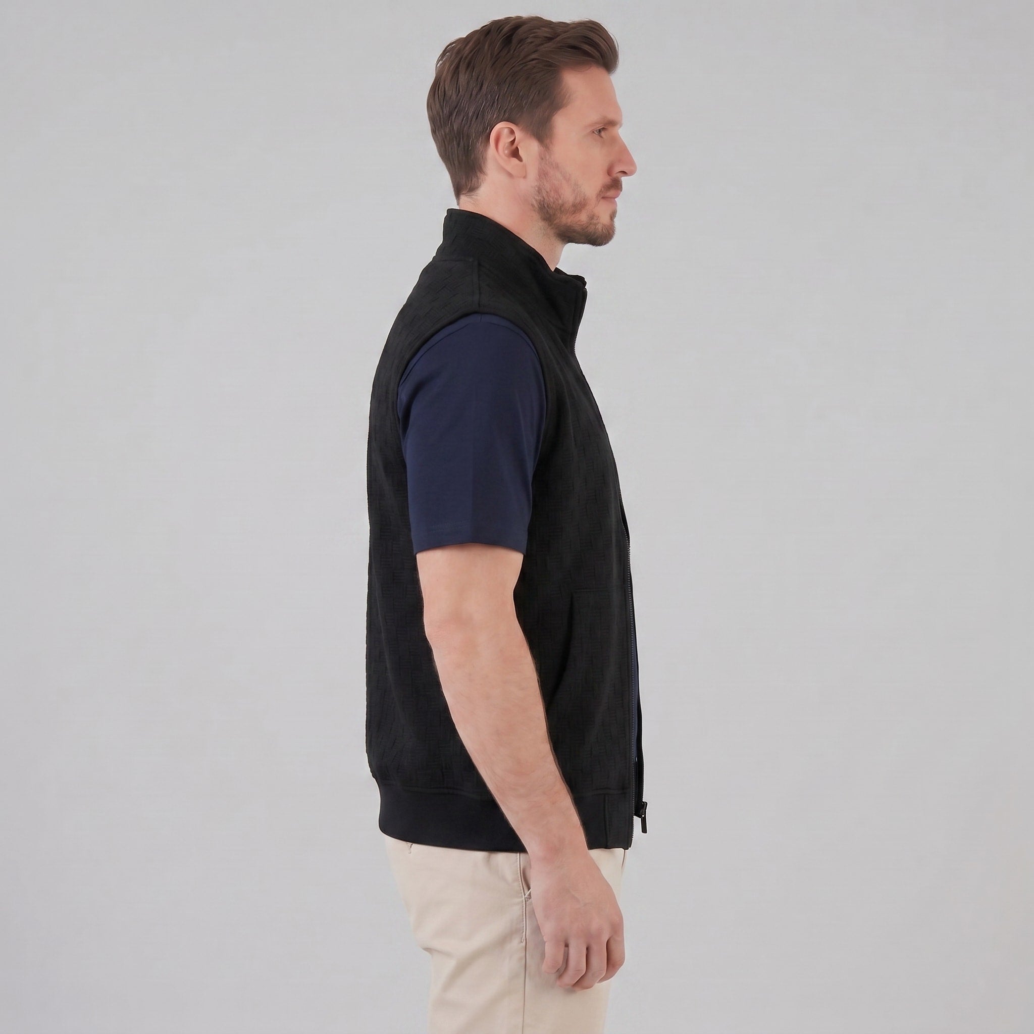Men's Knit Zip-Up Gilet | Gethin_17