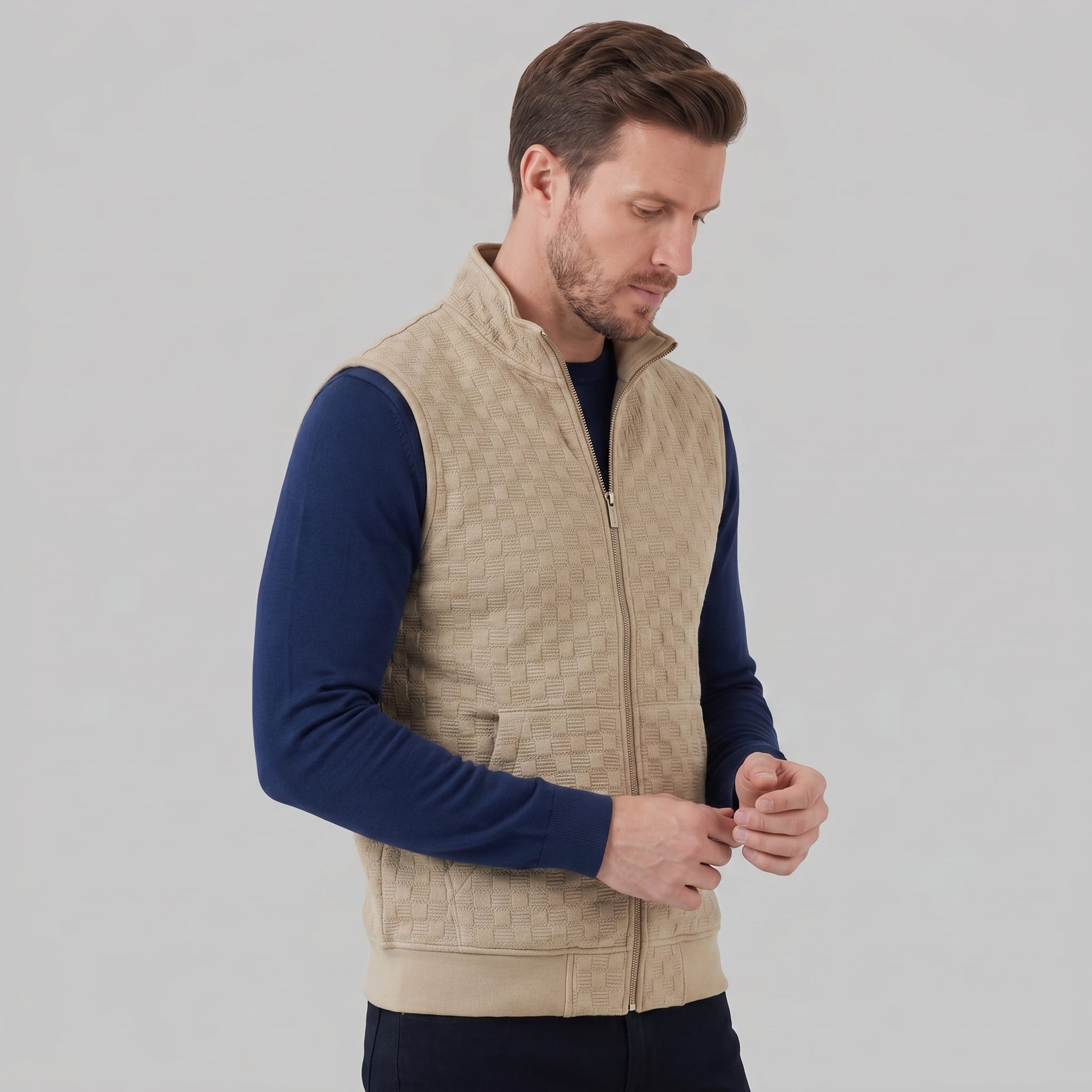 Men's Knit Zip-Up Gilet | Gethin_6
