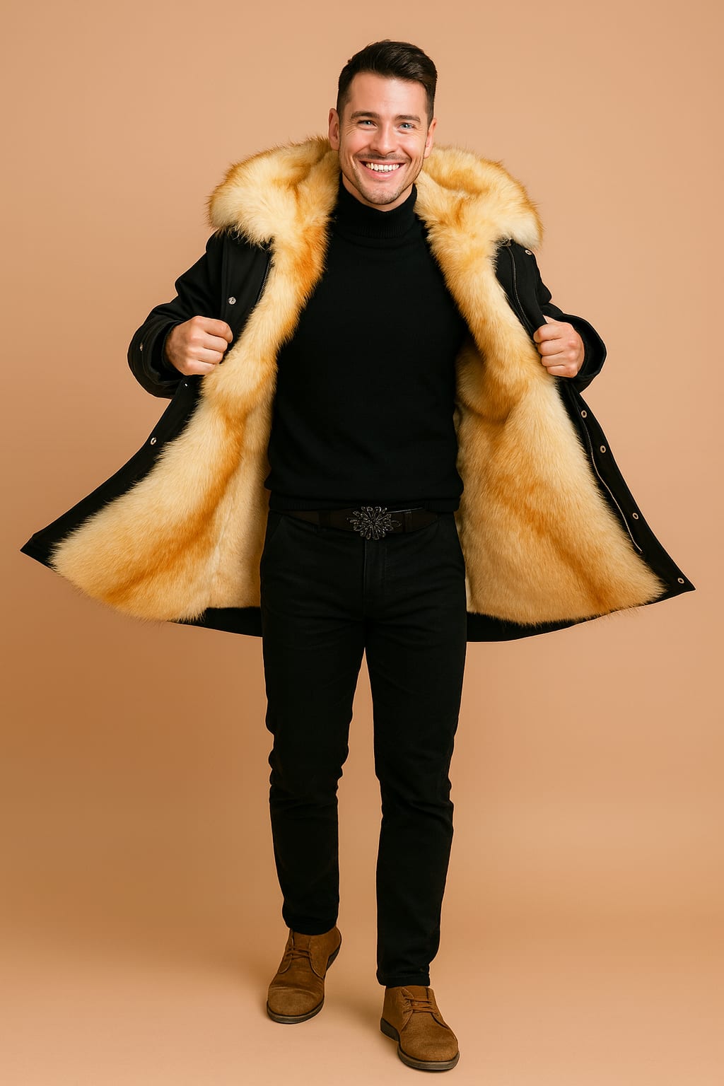 Men's Faux Fur Lined Hooded Parka | Donald_2