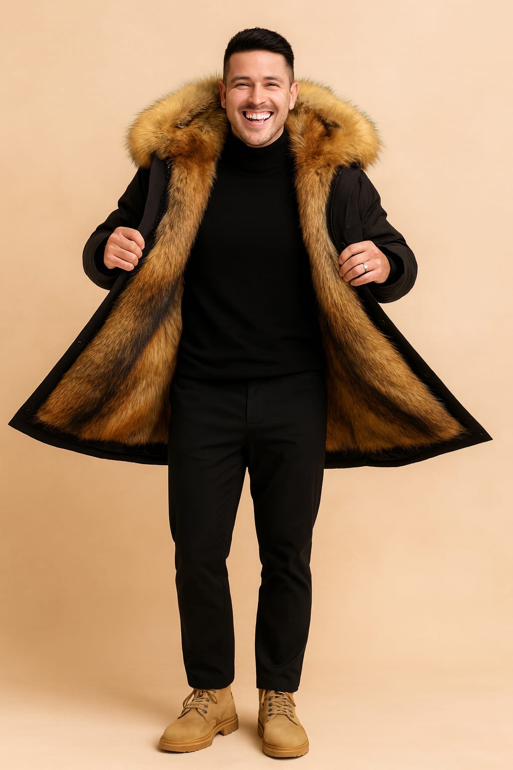 Men's Faux Fur Lined Hooded Parka | Donald_3