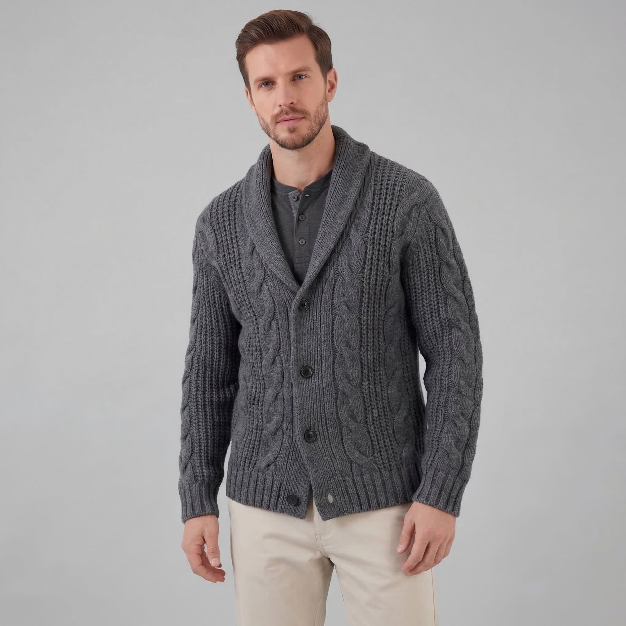 Men's Heavyweight Cable Knit Cardigan | Reggie_11