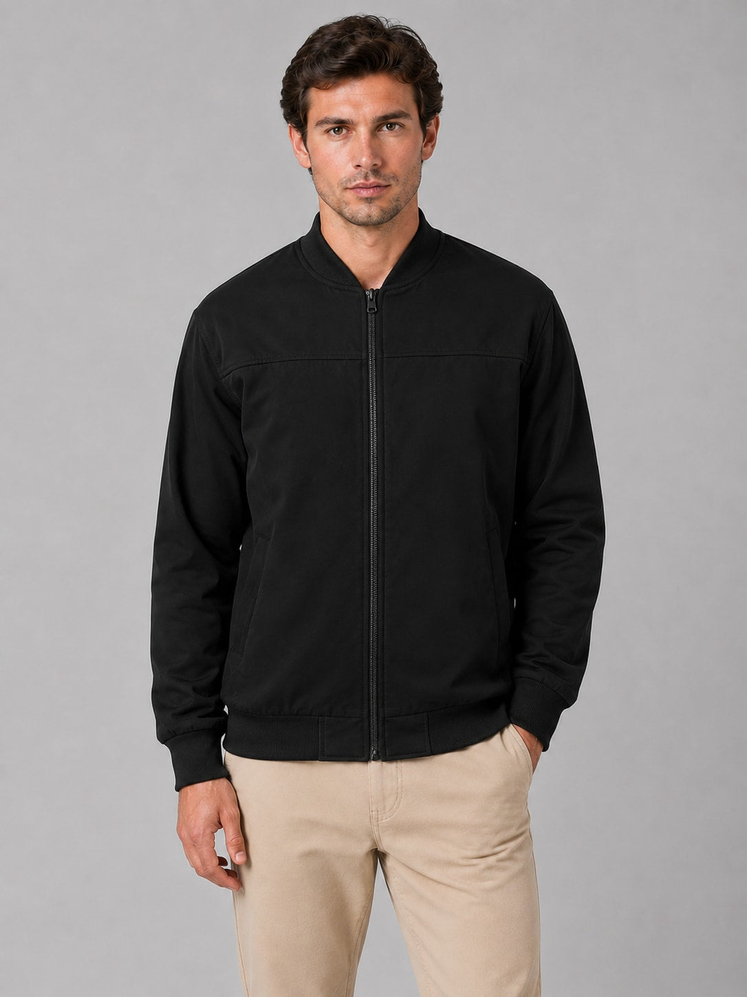 Men's Regular Fit Zip Bomber Jacket | Corwin_3