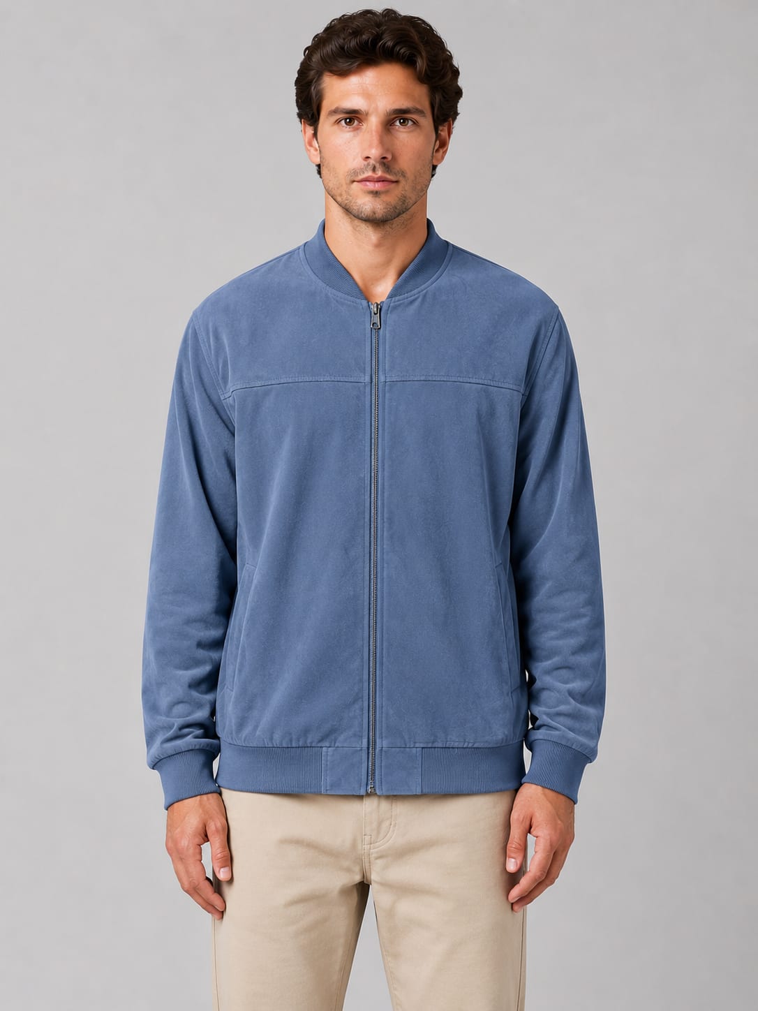 Men's Regular Fit Zip Bomber Jacket | Corwin_4