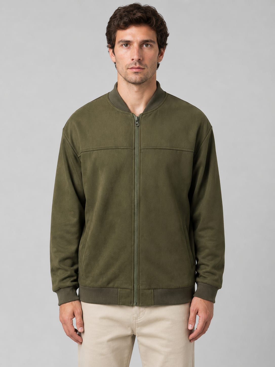 Men's Regular Fit Zip Bomber Jacket | Corwin_5