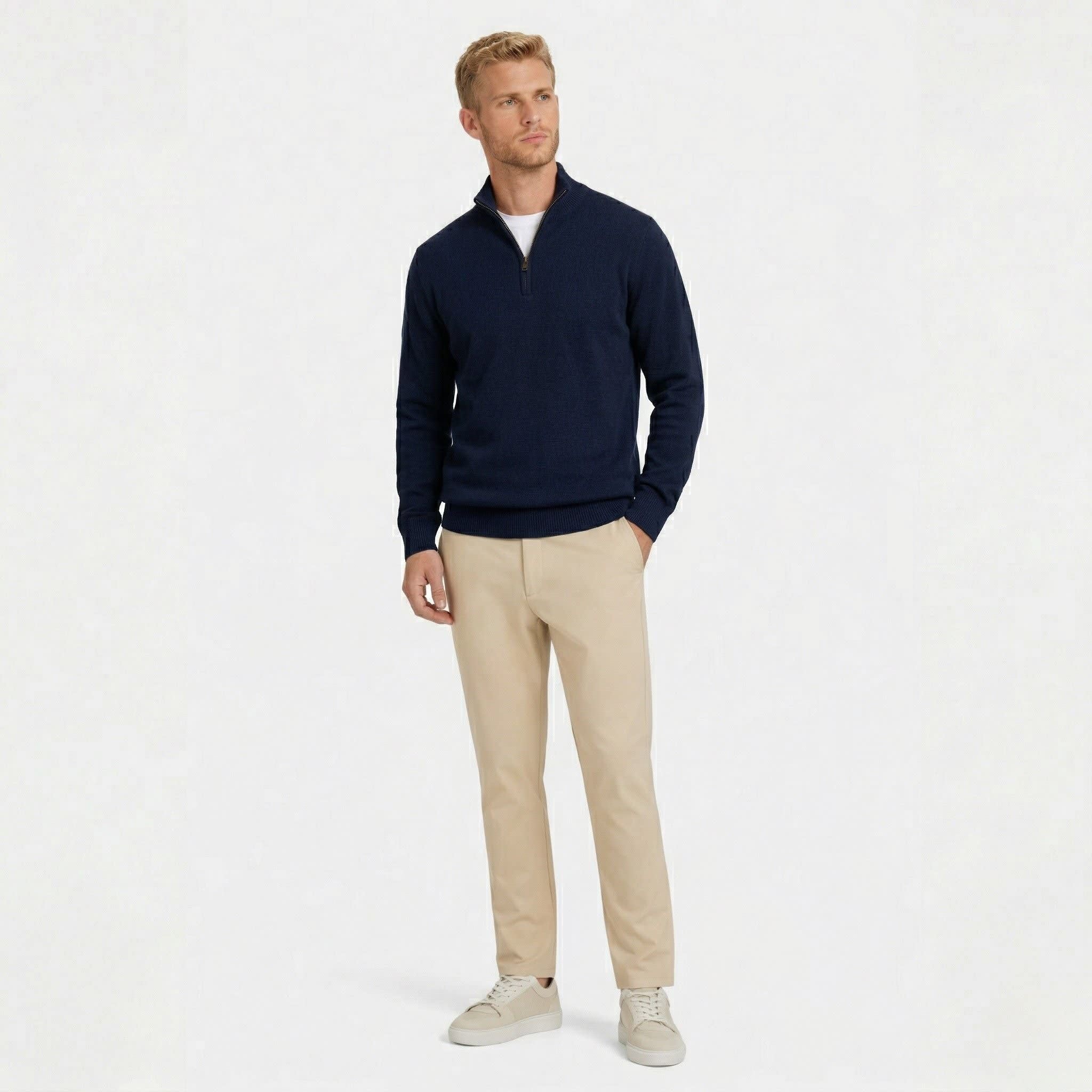 Men's Quarter Zip Knit Jumper | Caradoc_11