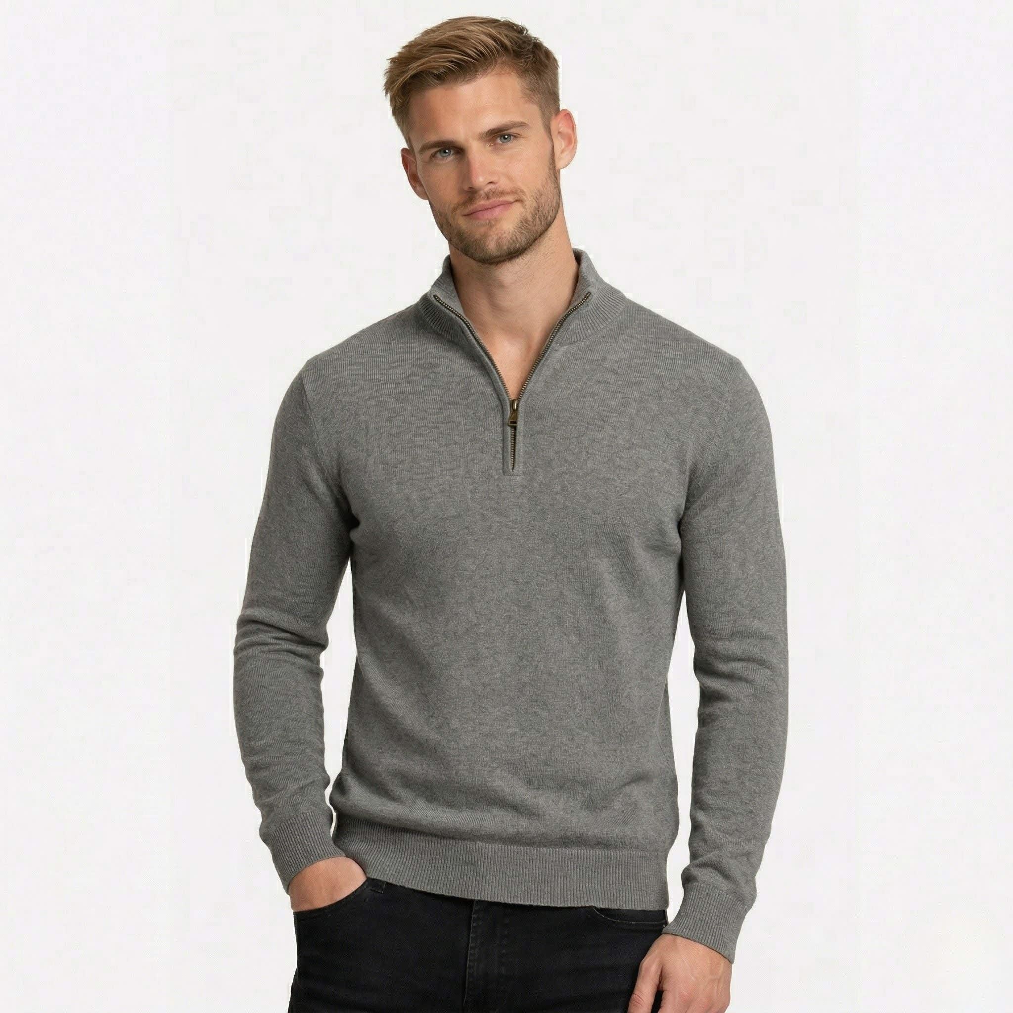 Men's Quarter Zip Knit Jumper | Caradoc_3