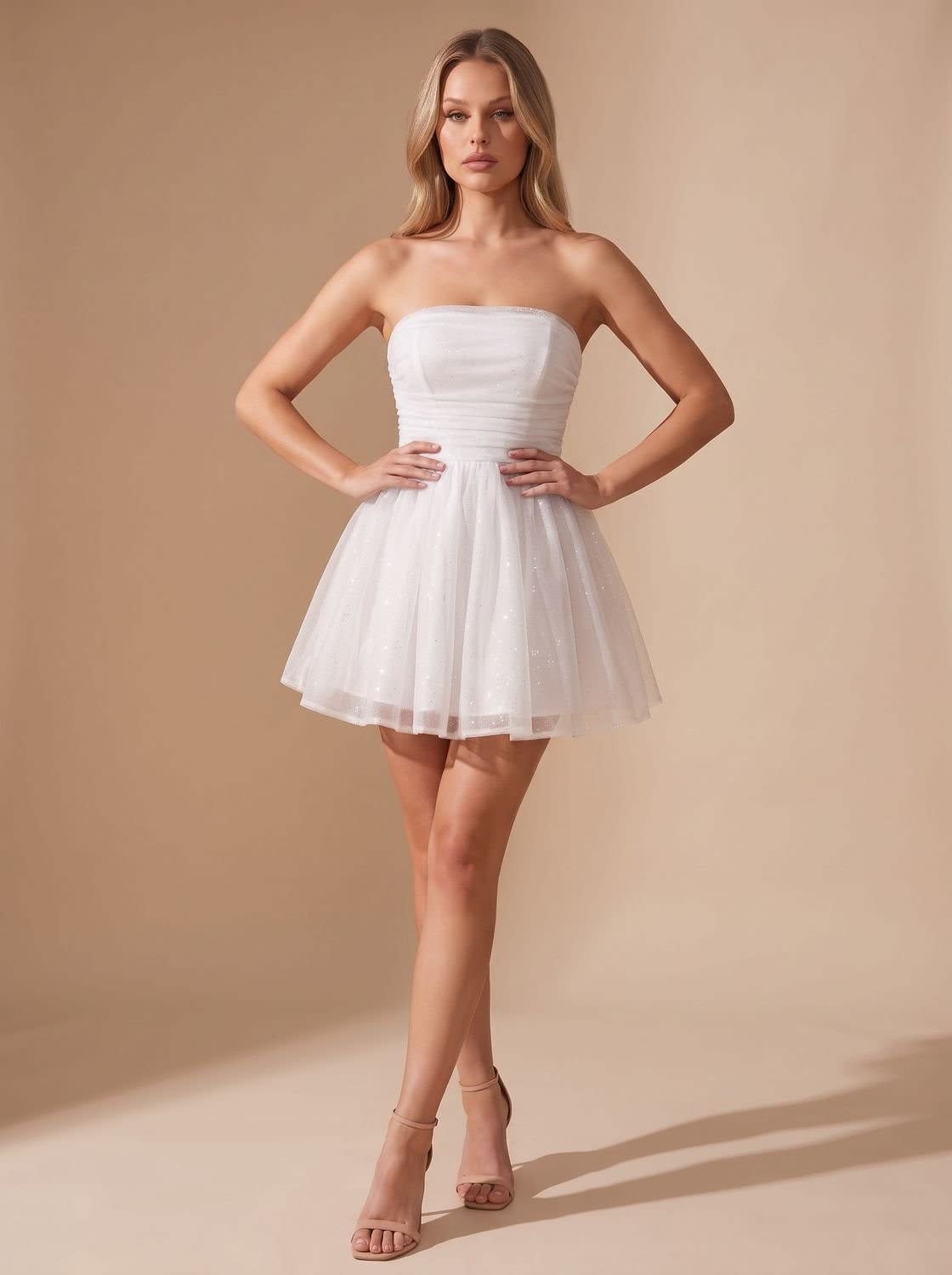 Women's Glitter Strapless Christmas Party Mini Dress | Felicity_11