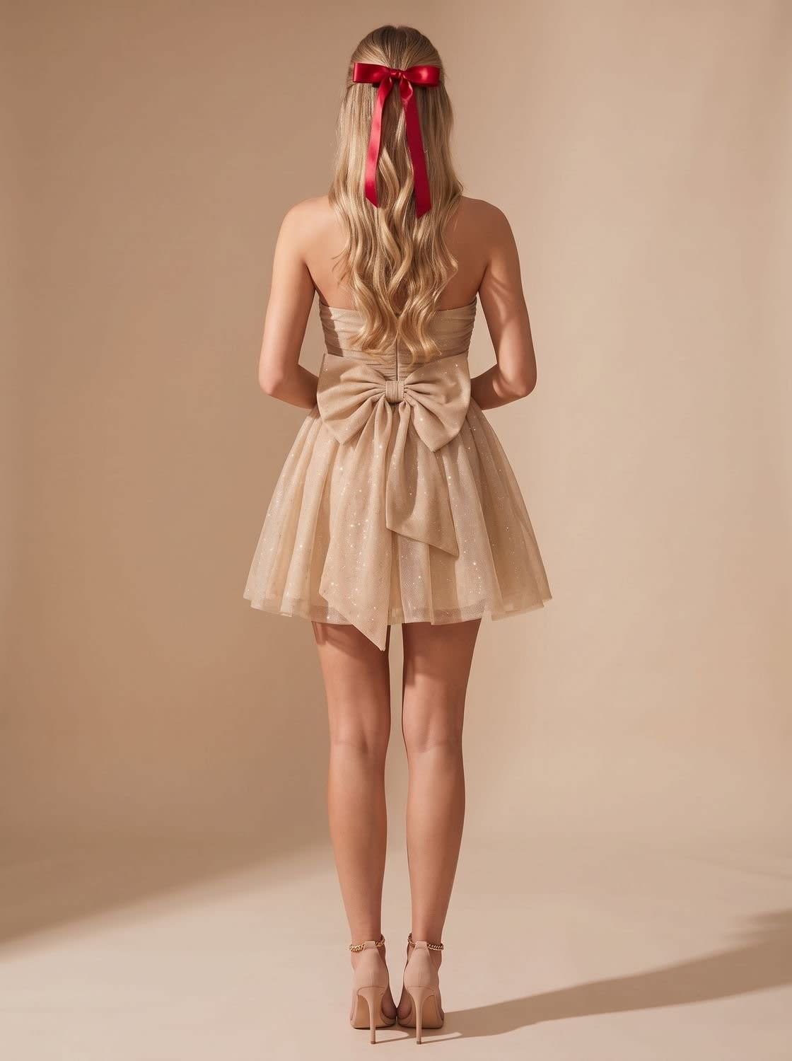 Women's Glitter Strapless Christmas Party Mini Dress | Felicity_4