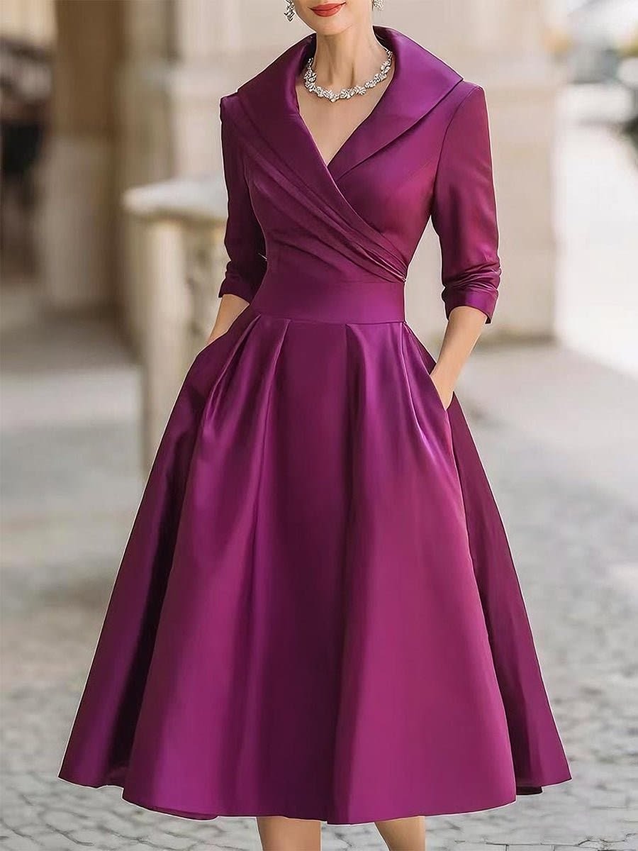 Women's A-Line Wrap Midi Cocktail Dress | Beatrix_8