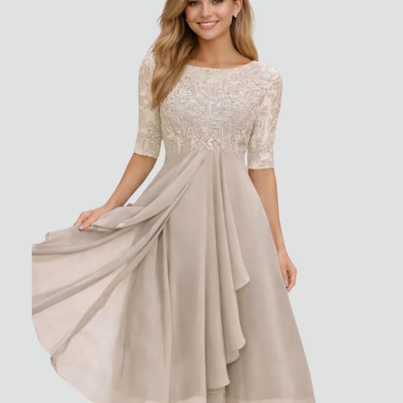 Women's Lace Wedding Guest Midi Dress | Annalise_1