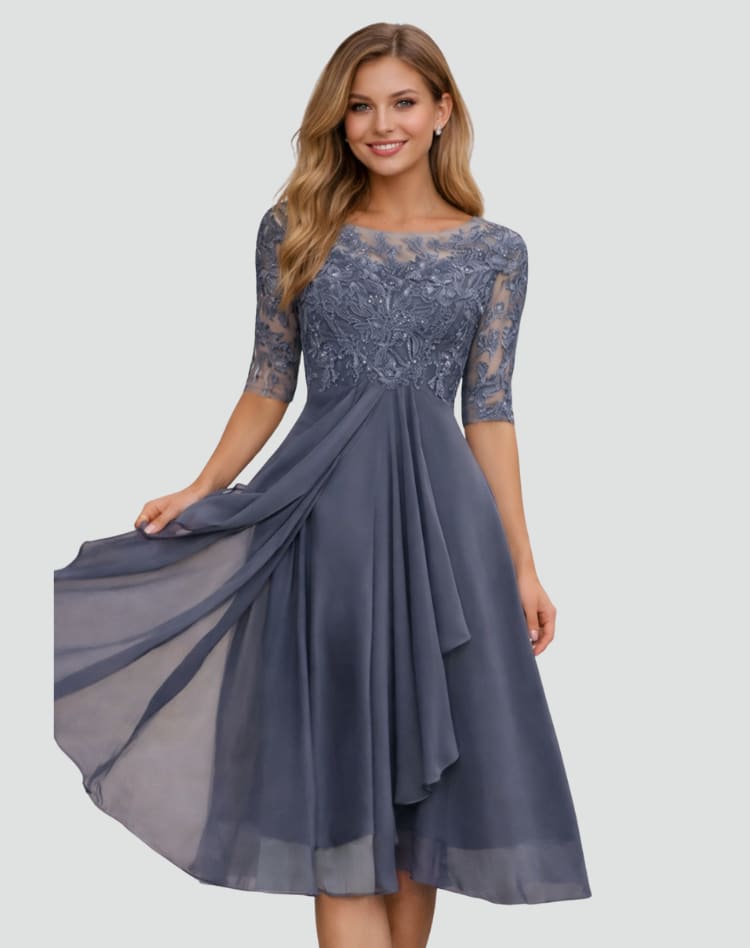 Women's Lace Wedding Guest Midi Dress | Annalise_5