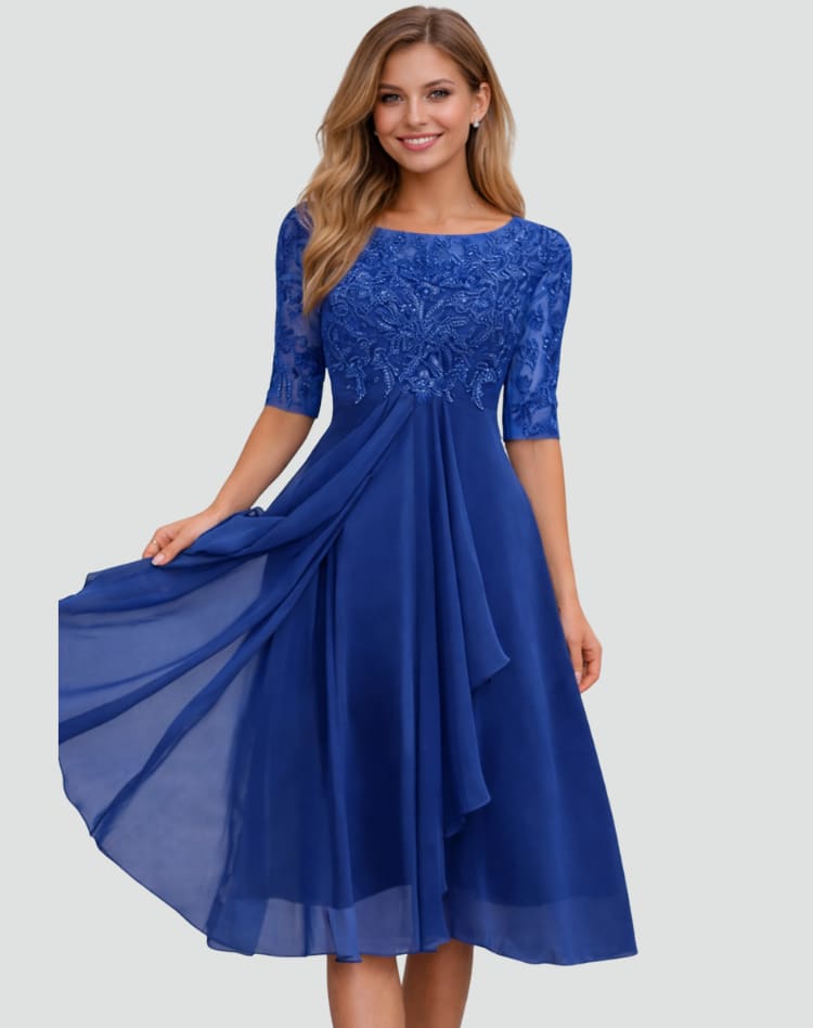 Women's Lace Wedding Guest Midi Dress | Annalise_7
