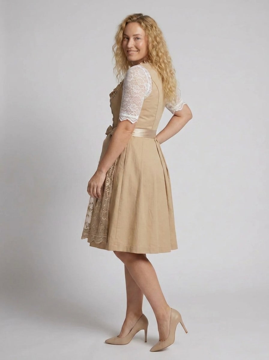 Women's Lace Trim Dirndl Dress with Apron and Blouse | Hilary_2