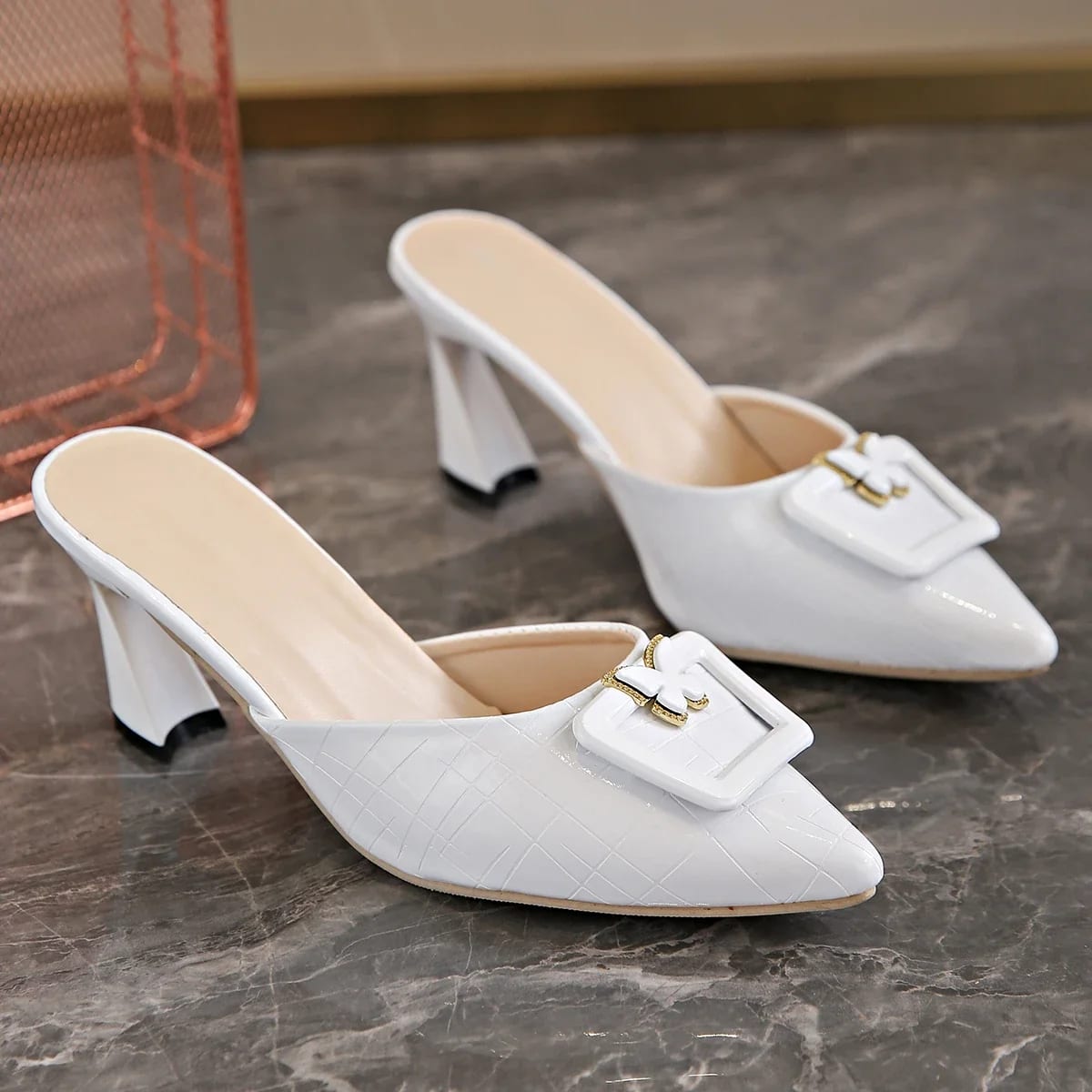 Women's Buckle Pointed Toe Mules | Muireall_2