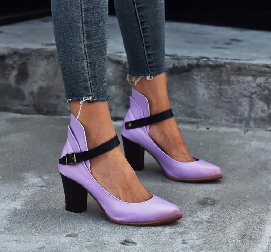 Women's Ankle Strap Block Heel Court Shoes | Malvina_2