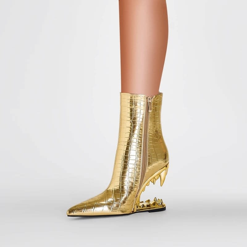 Women's Pointed Toe Sculptural Heel Ankle Boots | Mairead_12