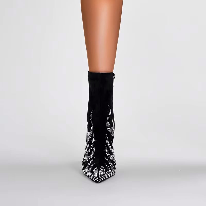 Women's Pointed Toe Sculptural Heel Ankle Boots | Mairead_18