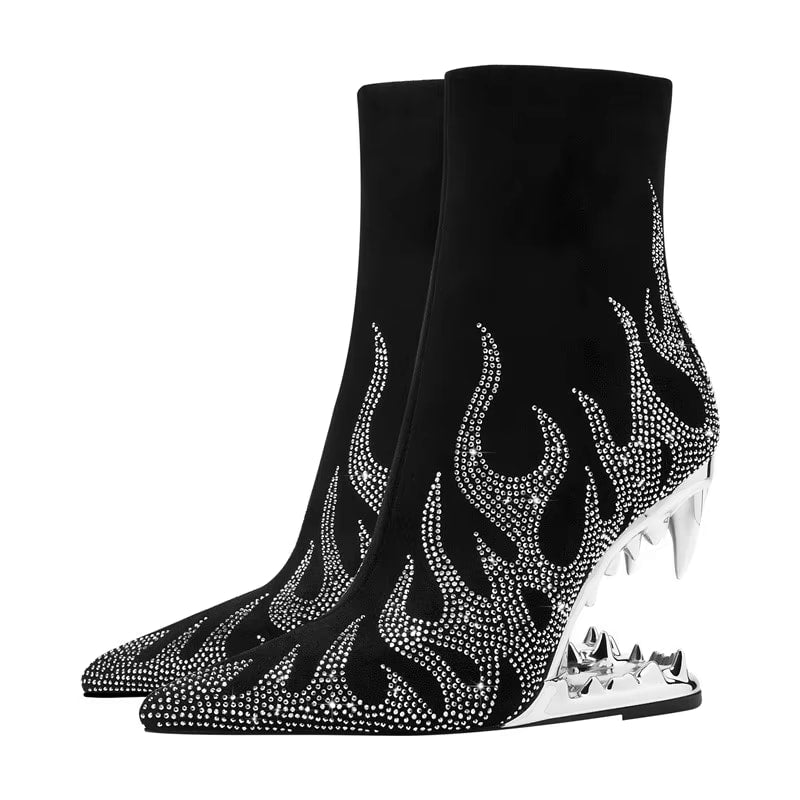 Women's Pointed Toe Sculptural Heel Ankle Boots | Mairead_20