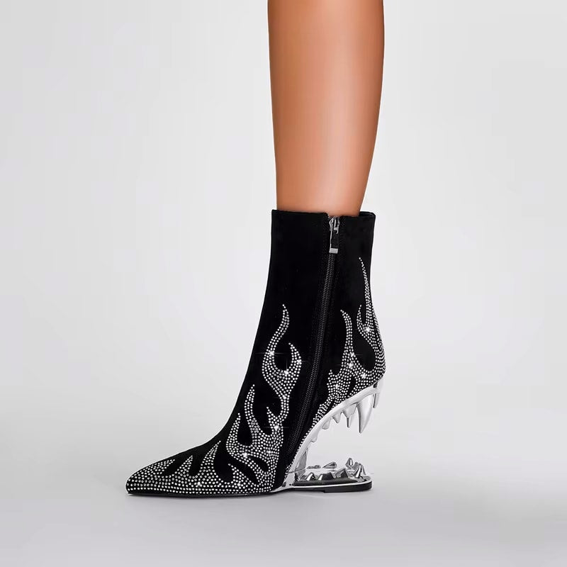 Women's Pointed Toe Sculptural Heel Ankle Boots | Mairead_21