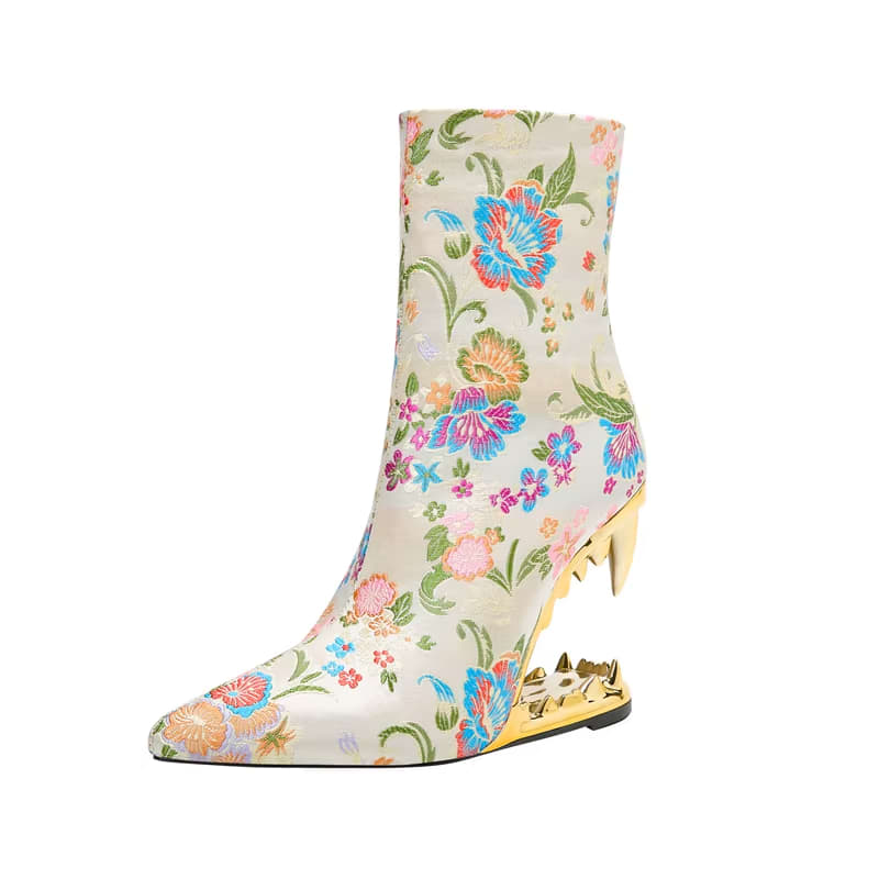 Women's Pointed Toe Sculptural Heel Ankle Boots | Mairead_26