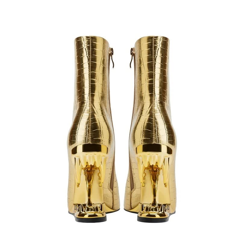 Women's Pointed Toe Sculptural Heel Ankle Boots | Mairead_8
