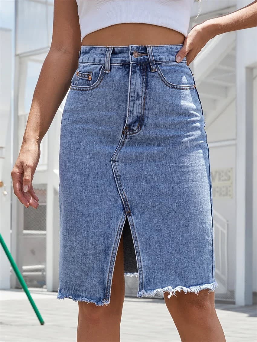 Women's High Waist Denim Skirt | Honor_4