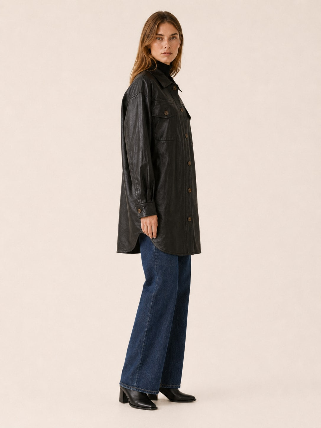 Women's Relaxed Shirt Jacket with Chest Pockets | Hannah Douglas_2
