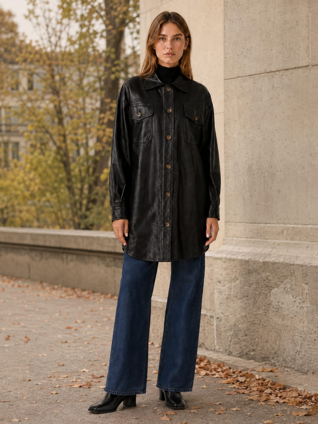 Women's Relaxed Shirt Jacket with Chest Pockets | Hannah Douglas_4