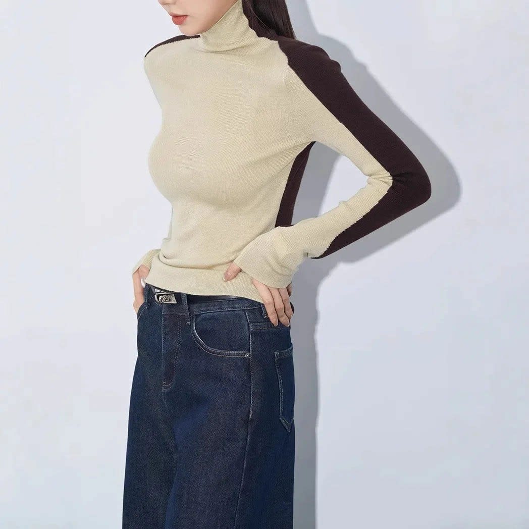 Women's Color Block High Neck Top | Gwynneth_3