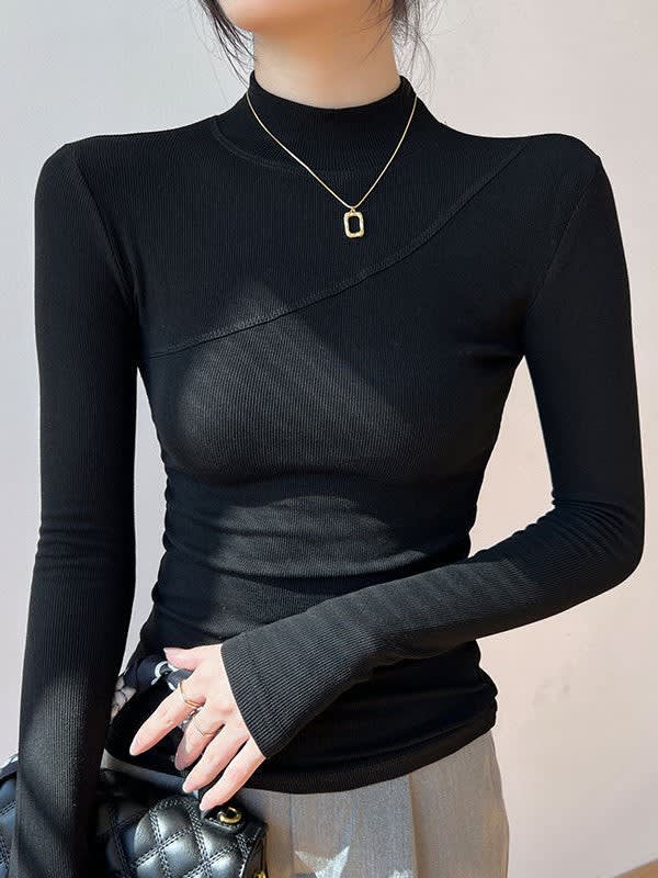Women's Ribbed Mock Neck Top | Susannah_6