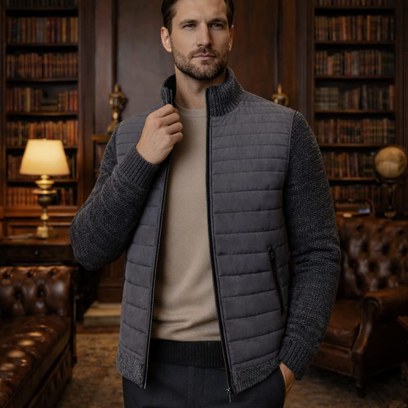 Men's Quilted Zip Up Hybrid Jacket | Damon_1