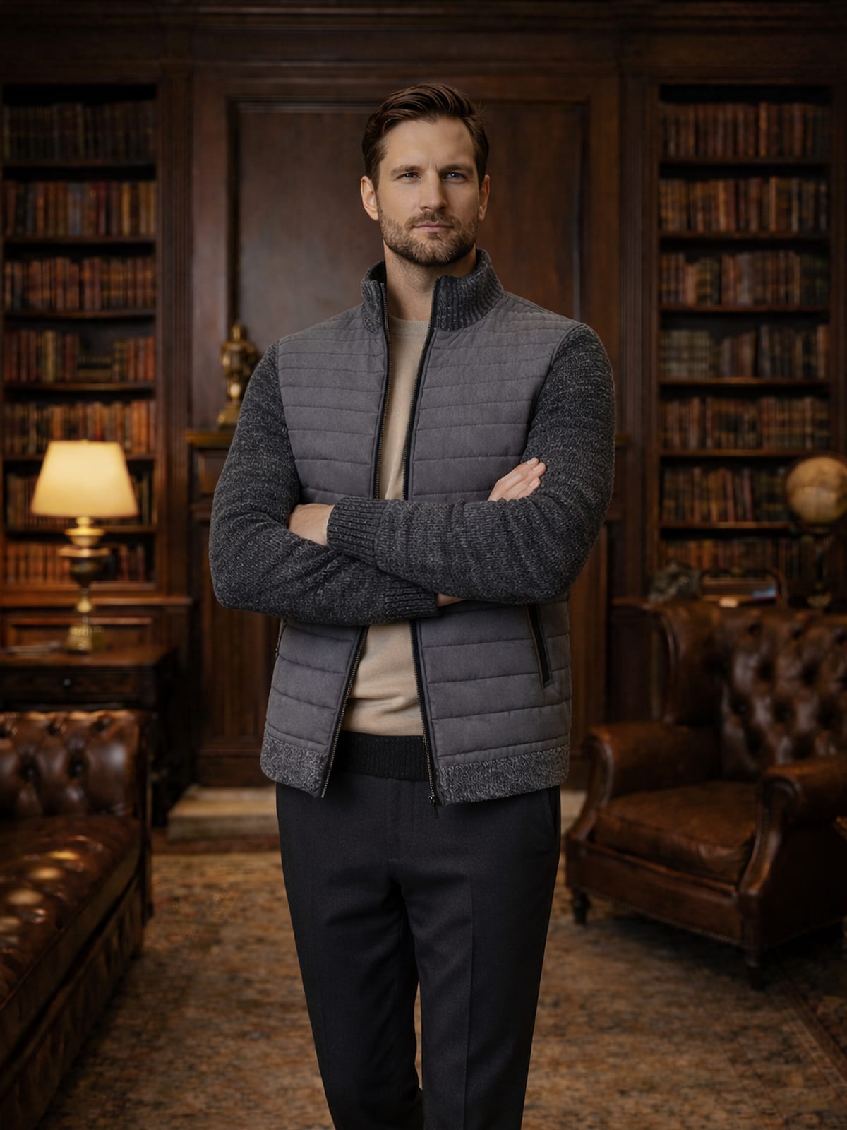 Men's Quilted Zip Up Hybrid Jacket | Damon_5