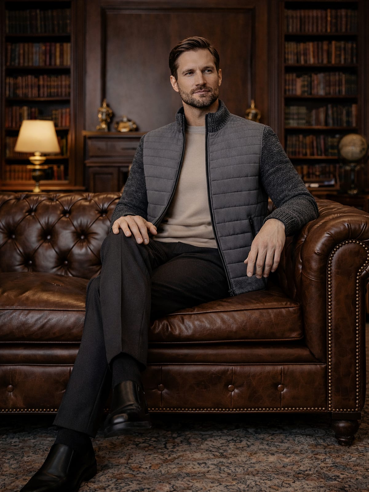 Men's Quilted Zip Up Hybrid Jacket | Damon_7