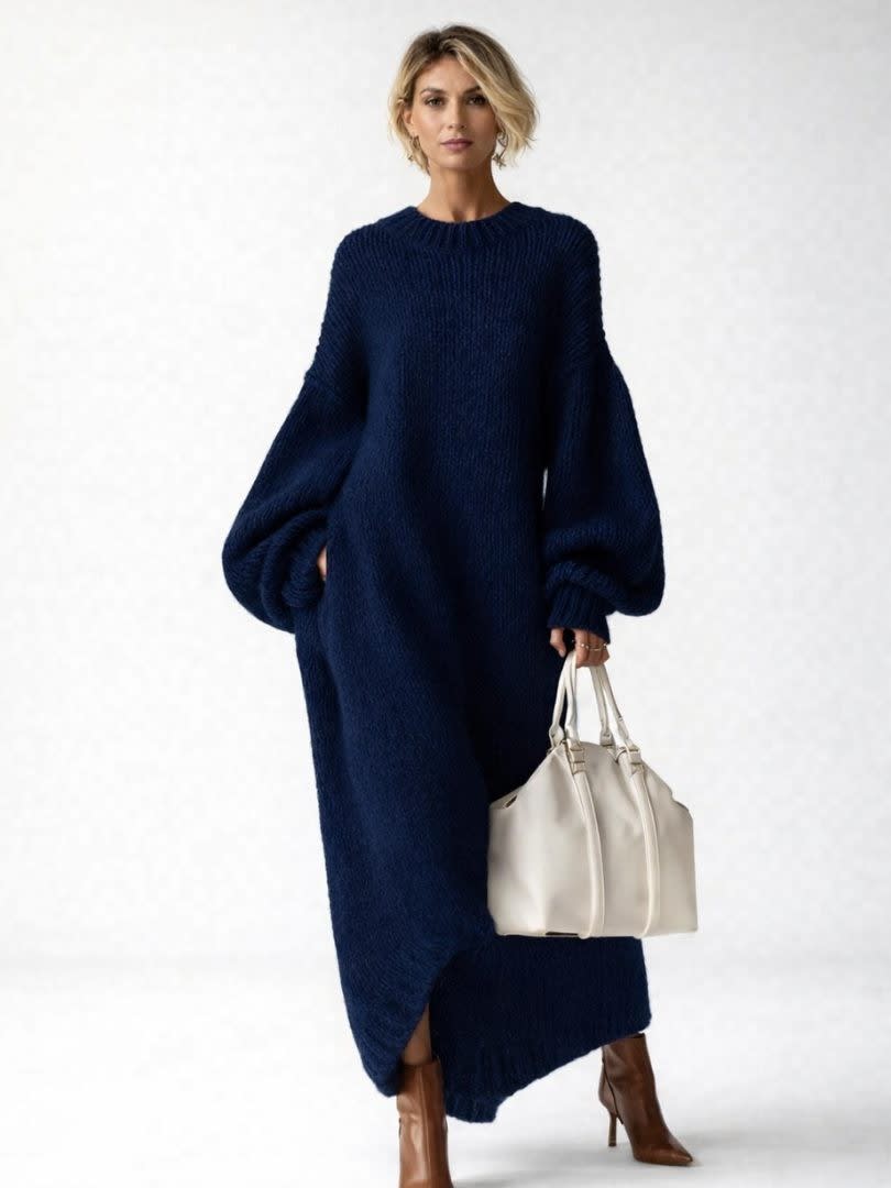 Women's Chunky Knit Oversized Maxi Dress | Gertrude_5