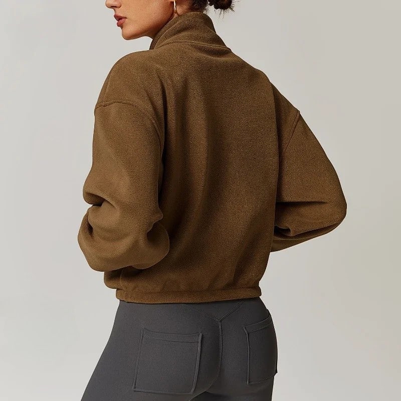 Women's Cropped Fleece Zip Up Jacket | Cara_11