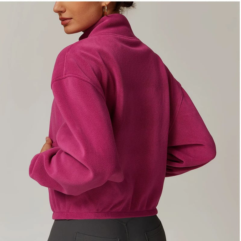 Women's Cropped Fleece Zip Up Jacket | Cara_12