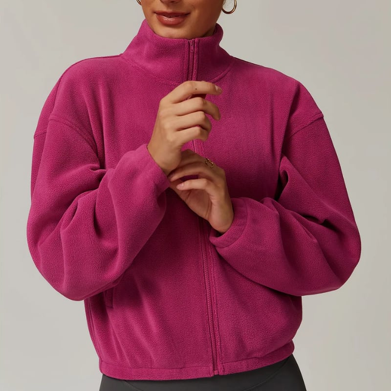 Women's Cropped Fleece Zip Up Jacket | Cara_7