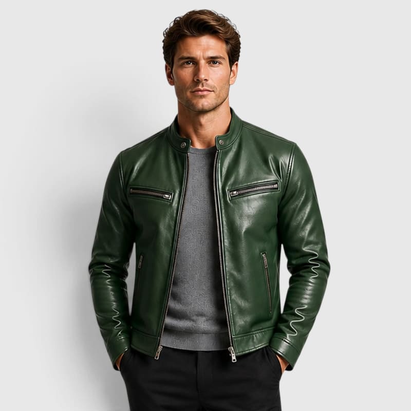 Men's Leather Cafe Racer Jacket | Finn_1