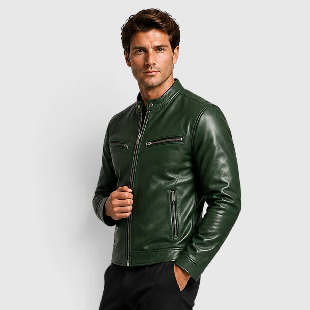 Men's Leather Cafe Racer Jacket | Finn_2