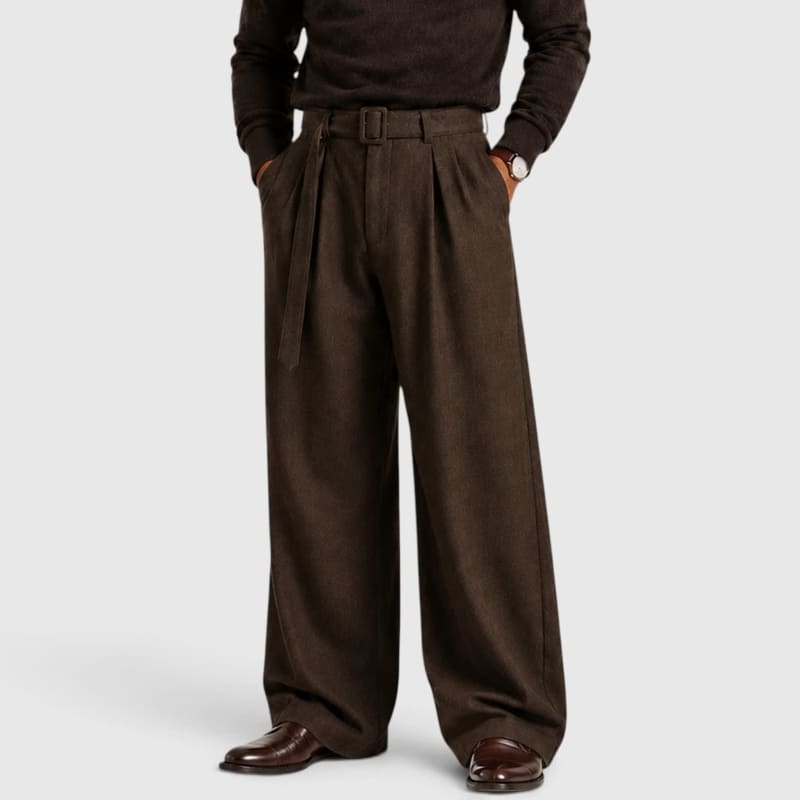 Men's Pleated Wide Leg Trousers | Roy_1