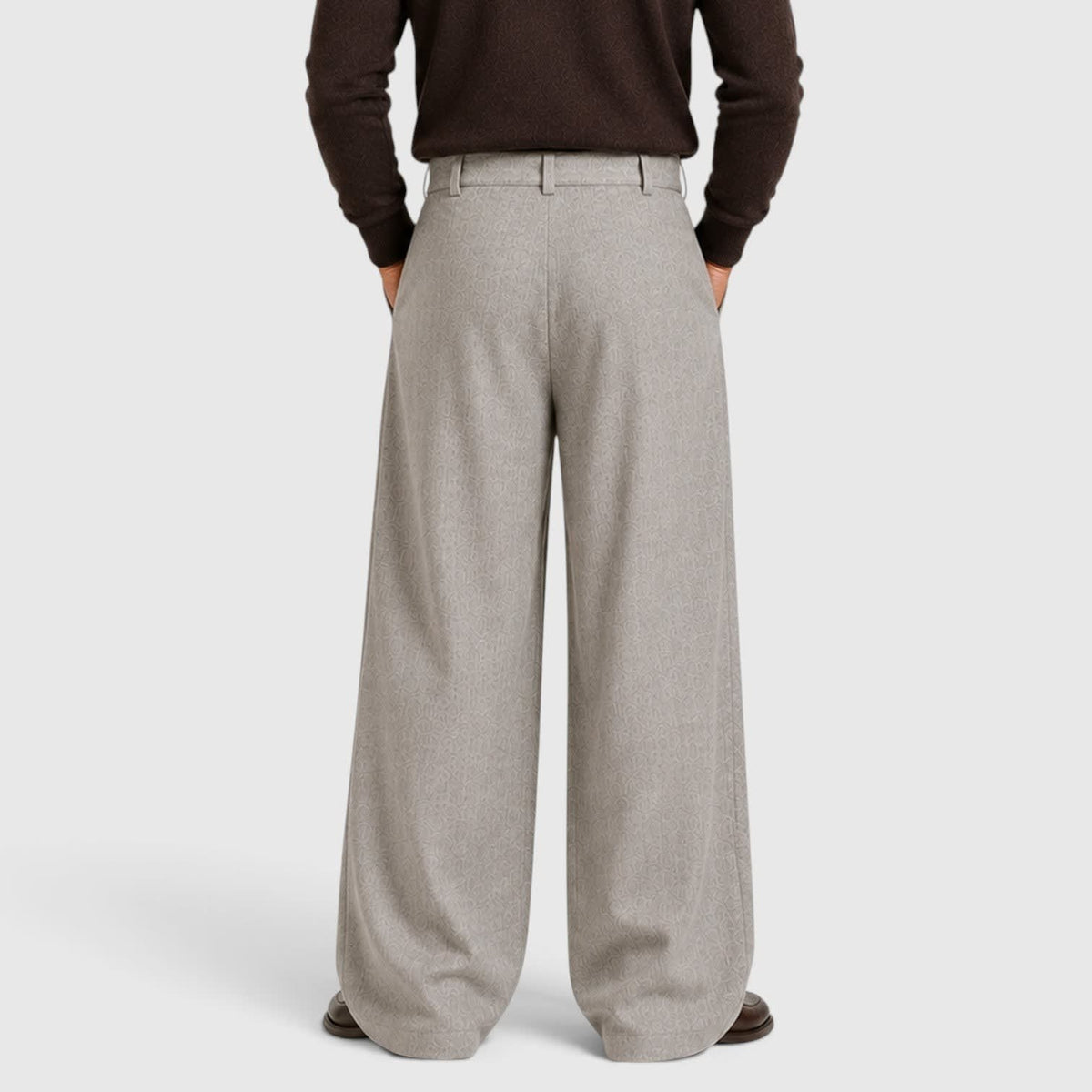 Men's Pleated Wide Leg Trousers | Roy_13
