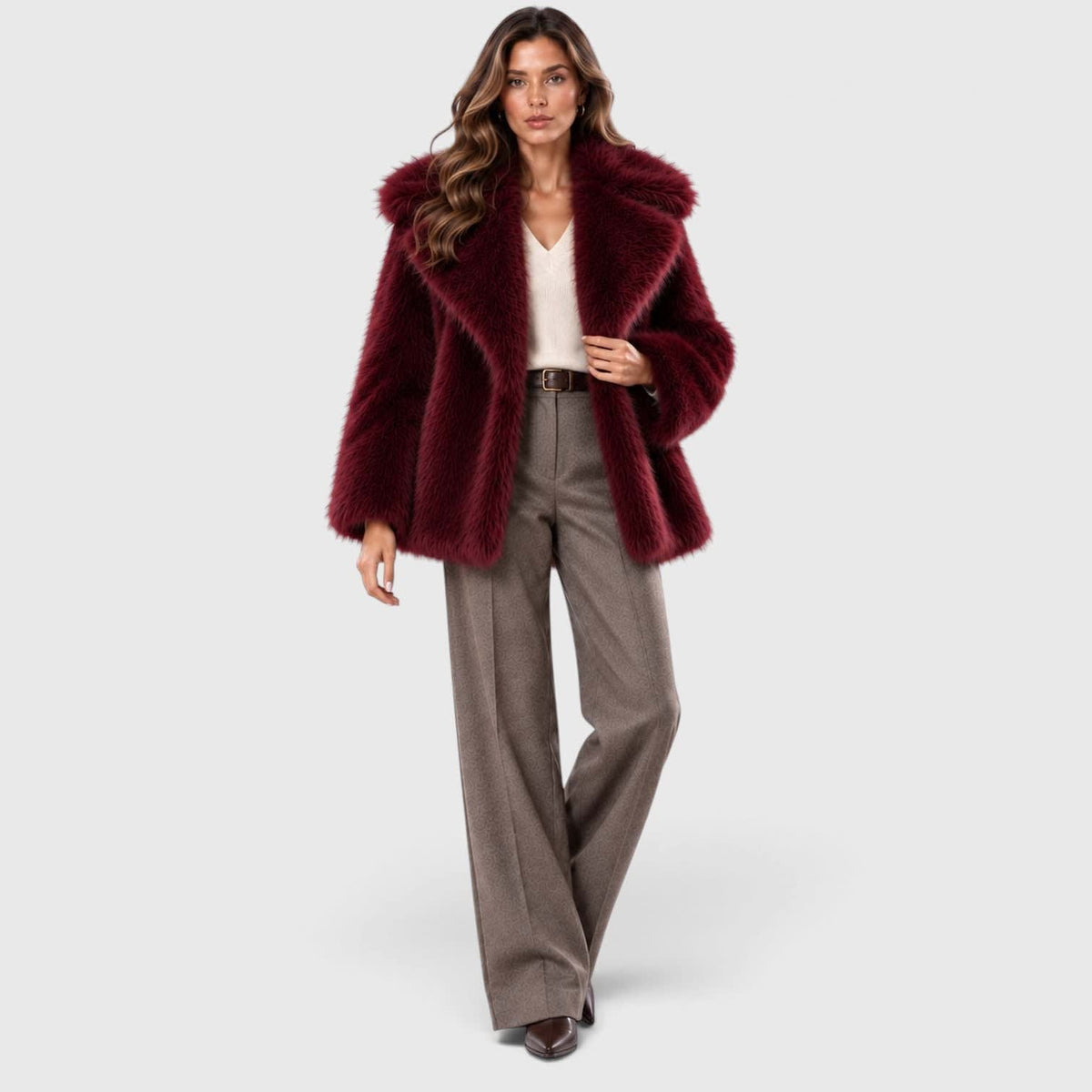 Women's Plush Faux Fur Short Coat | Marianne_10