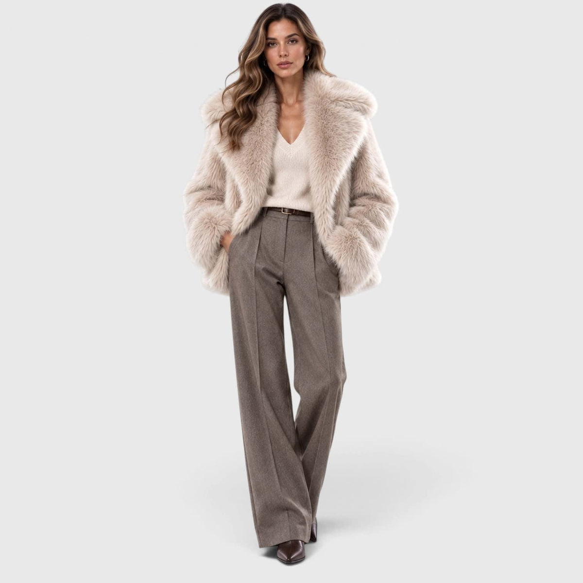 Women's Plush Faux Fur Short Coat | Marianne_4