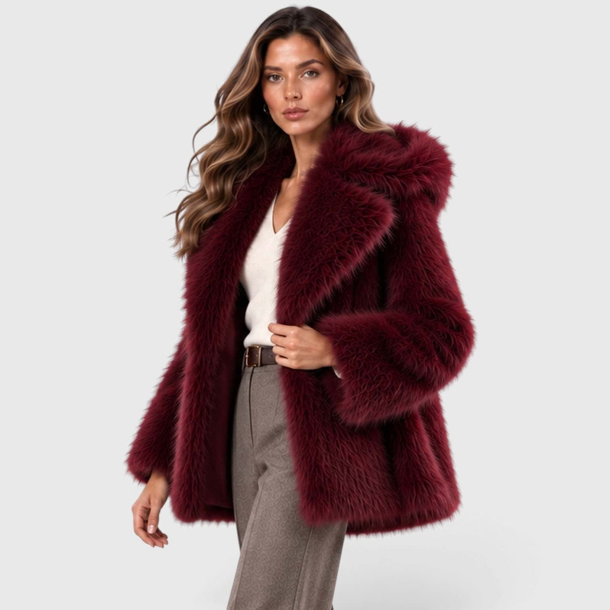 Women's Plush Faux Fur Short Coat | Marianne_8